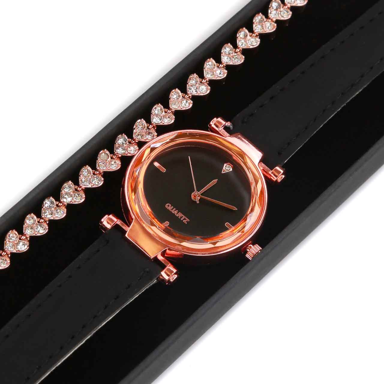 Montre femme cuir minimaliste avec cadran en alliage rose doré et bracelet en cuir noir. Élégance et finesse pour un style raffiné, diamètre 34mm.
